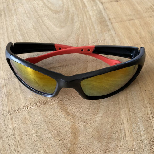 Sports Sunglasses with Yellow/Gold Mirror Lenses like new, wrap-around