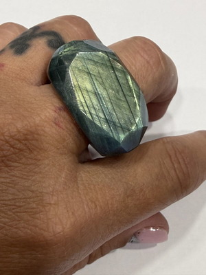 Labradorite Ring new, carved from solid stone with multifaceted cut
