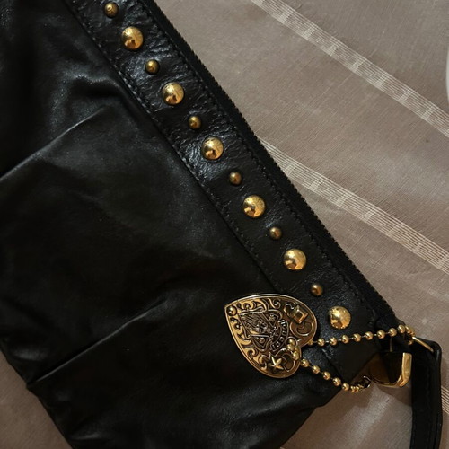 Gucci Hysteria clutch bag, black leather with gold heart