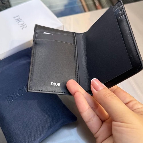 Dior card holder, black leather with box and pouch