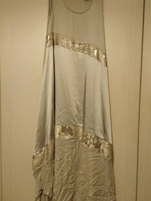Seva long dress with sequins light gray new