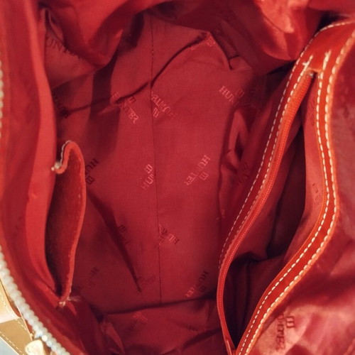 Hunter shoulder bag like new, red leather with pink stripe