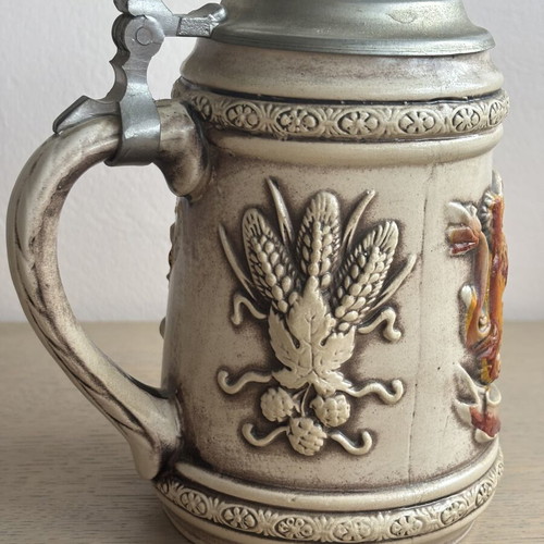 Vulkan Keramik Vintage German Beer Stein like new with pewter lid