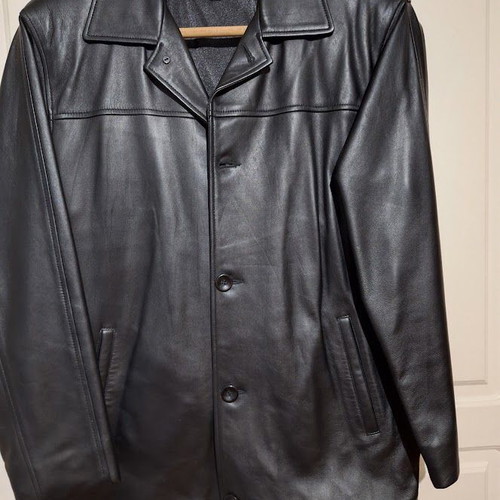 Men's Faux Leather Coat Black Size M New