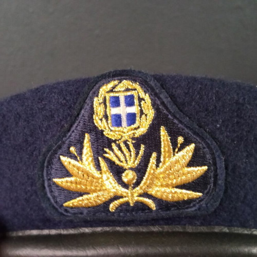 Blue Military Beret of the Hellenic Army with Officer Emblem size 54 used
