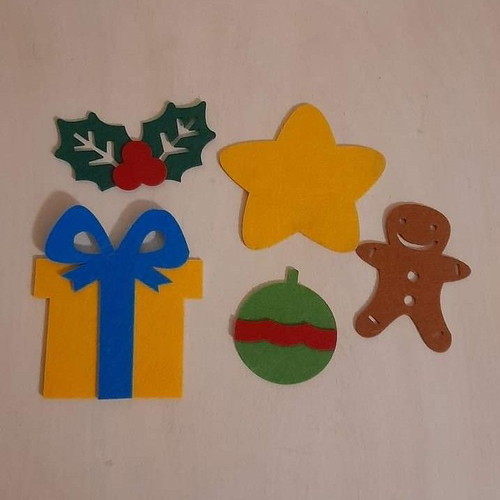 Christmas craft supplies used, pack of 5 felt pieces