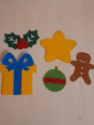 Christmas craft supplies used, pack of 5 felt pieces