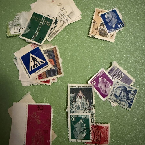 Old stamps collection used, 600–700 pieces from Greece and worldwide