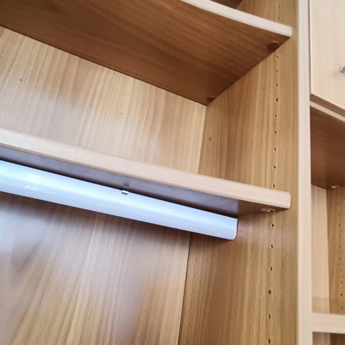Neoset desk and bookshelf used with LED light