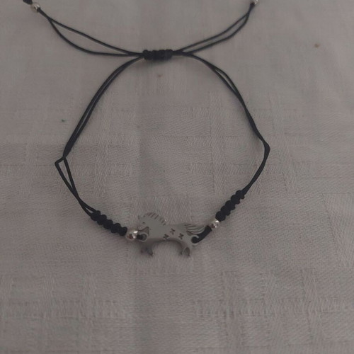 Macrame unicorn bracelet made of stainless steel new, black and silver