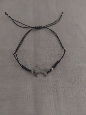 Macrame unicorn bracelet made of stainless steel new, black and silver
