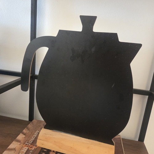 Teapot Shaped Tabletop Chalkboard like new with wood base