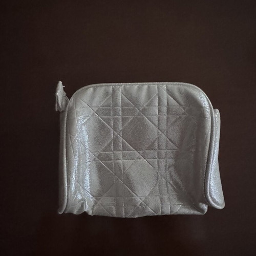 Dior Beauty silver iridescent cosmetic bag new