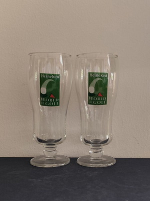 Heineken World of Golf beer glasses like new, pair