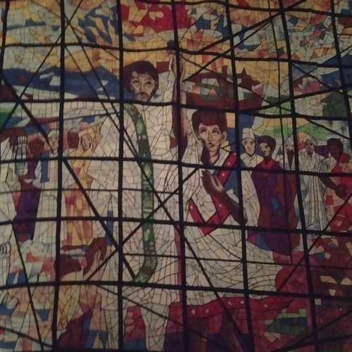 Vintage silk scarf by Afewerk Tekle 1986