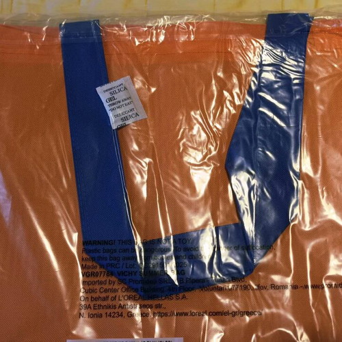 VICHY Beach Tote orange with striped lining new and unused