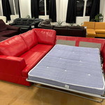 Red leather corner sofa FREYA with bed function new