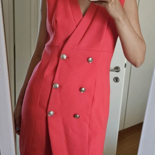 Morgan de Toi sleeveless blazer dress, coral red, size 40 M-L