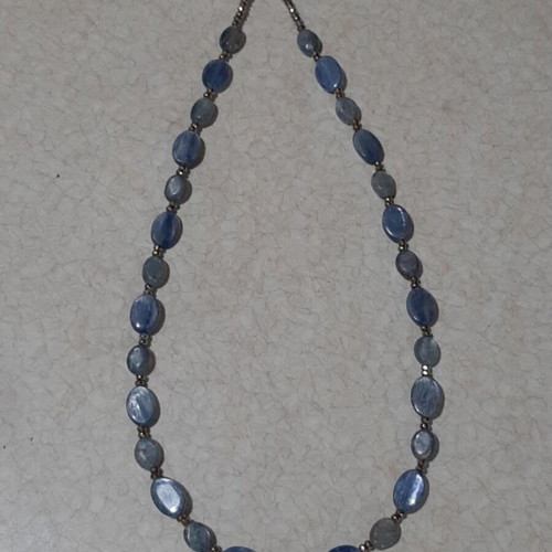 Necklace with kyanite and hematite in 925 silver new