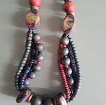 Necklace with colorful wooden beads, like new, handmade