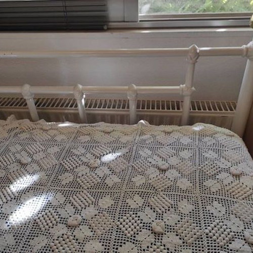 Handmade crocheted blanket used
