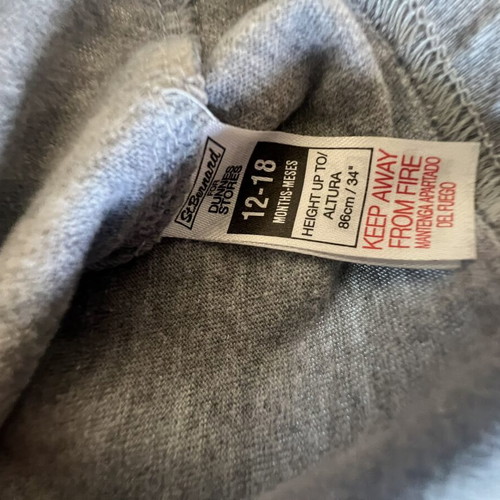 Boy's outfit used, size 12-18 months, dark blue pants and grey shirt