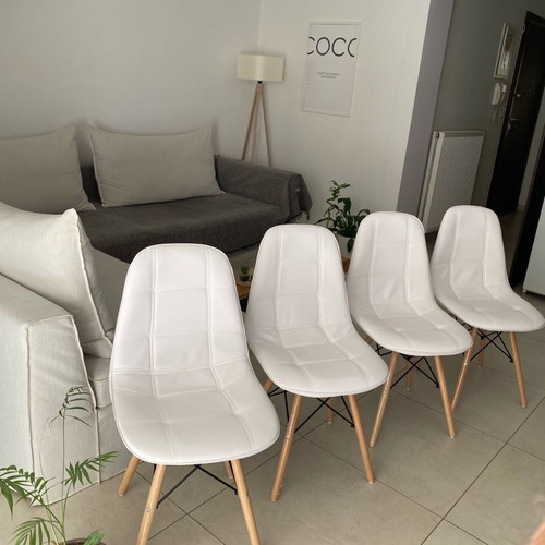 White leather chairs new, set of four