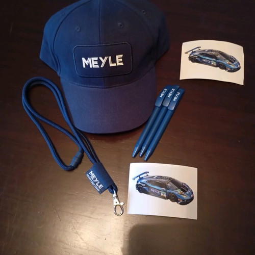 Meyle set with cap, lanyard keychain, 3 pens and 2 stickers new