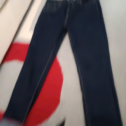Elastic denim pants new, s-m, dark blue with red details