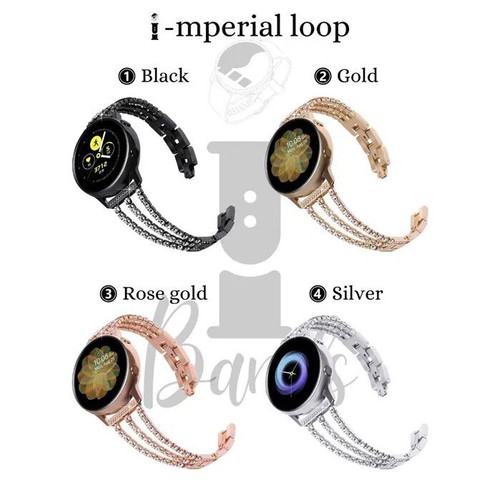 Stainless Steel Watch Strap with Crystals for Samsung Huawei Amazfit