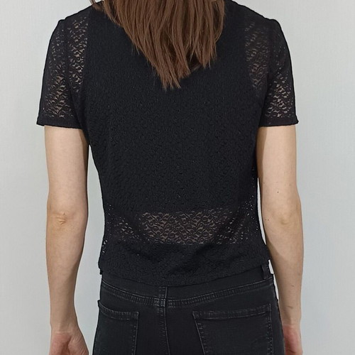 Sugar black lace short-sleeve blouse like new, size S