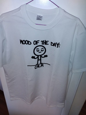 T shirt white polyester with print like new, size XXL