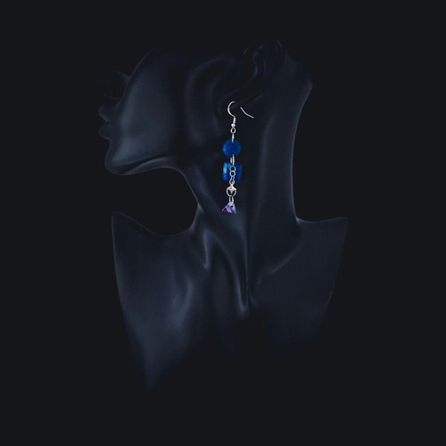Handmade earrings from recycled plastic new, blue and purple