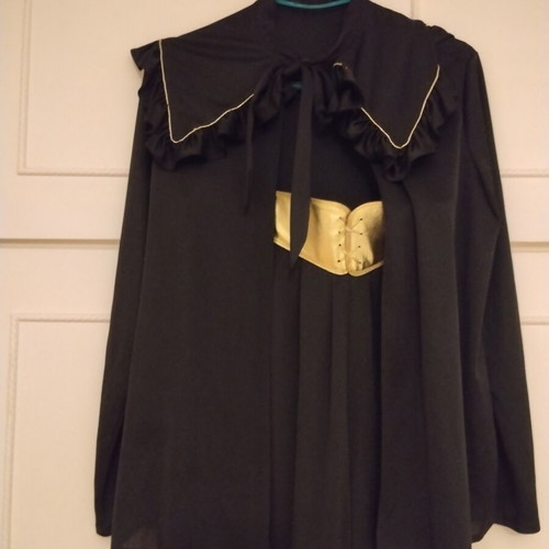 Women's black jersey set with gold belt and jacket used