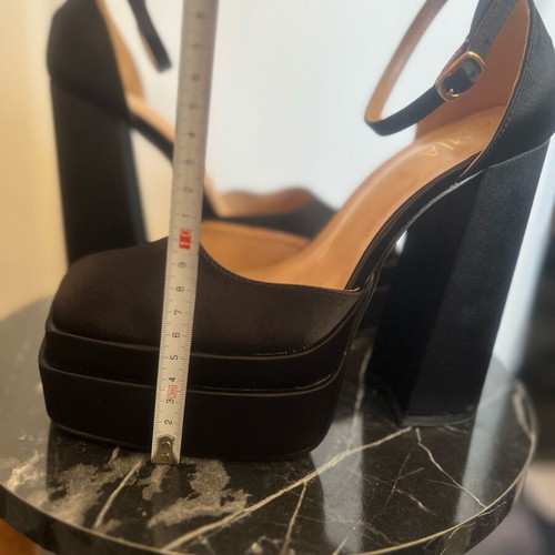 Women's platform pumps new size 41 black with ankle strap