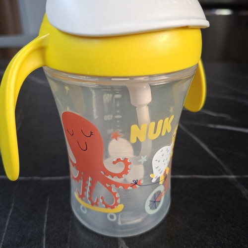 Nuk Motion Cup toddler cup 230ml used, yellow with straw