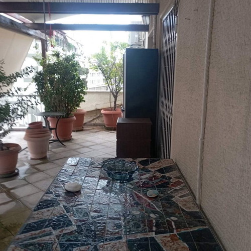 Vintage brutalist mosaic table used, Vernardakis style