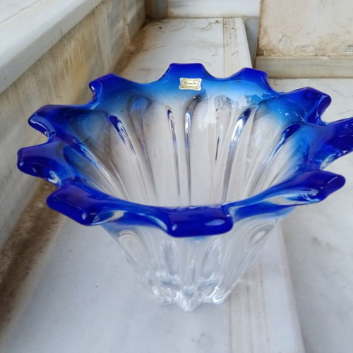 Egermann Bohemia crystal bowl, cobalt blue