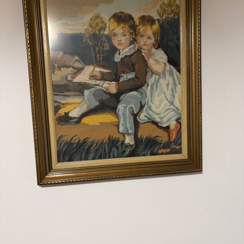 Embroidered painting like new with excellent frame 65x78