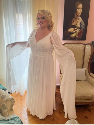 Rich Girl Boudoir Wedding Dress size XL like new, white chiffon lace