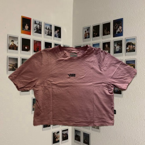 Vans crop top short sleeve like new, pink apple color, size S