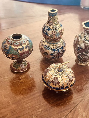 Cloisonné 6 μινιατούρες κινέζικα βάζα σαν καινούργιο, μοναδικά σχέδια