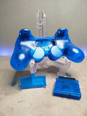 Controller for PlayStation 2 wireless, new, blue transparent