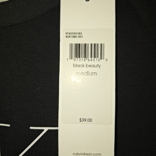 Calvin Klein men's T-shirt new, size M, black, 100% cotton