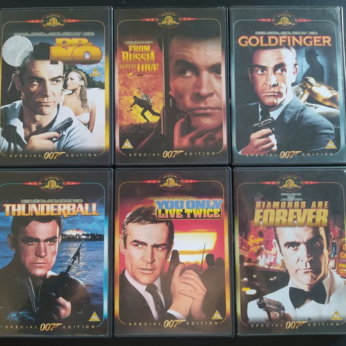 James Bond DVD collection with Sean Connery used, 6 films with English subtitles