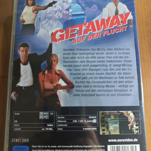 The Getaway DVD like new, action thriller with Alec Baldwin & Kim Basinger