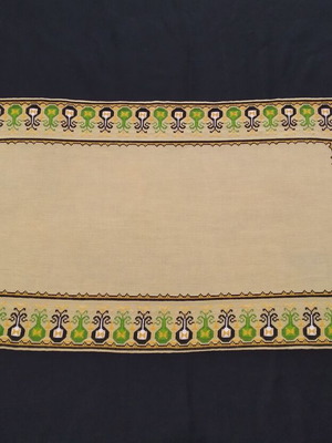 Vintage handmade embroidered runner with traditional designs like new