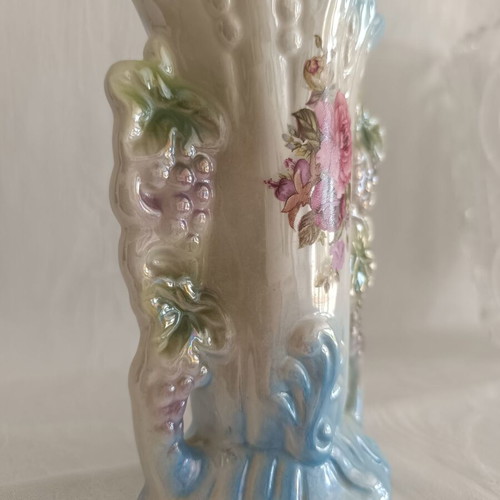 Vintage wedding ceramic vase with iridescent finish like new