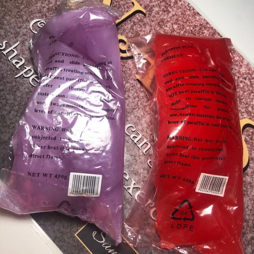 Paraffin red and purple for hand therapy like new, 450g each