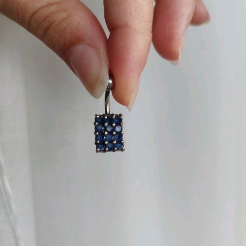 Navel piercing silver with blue stones, like new, 925 silver